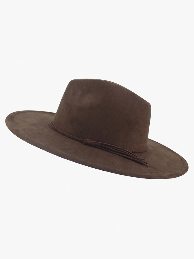 Faux Suede Fedora w/Braided Band