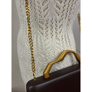 Steve Madden bleena chocolate Clutch with Gold Handle and Chain