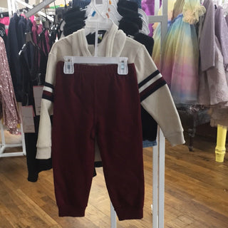 Tommy Hilfiger Cream Hoodie and Maroon Pants Set new 12 months
