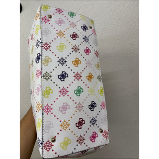 Guess White Tote with Multicolor Logo Print