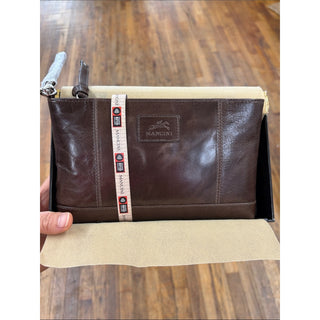 Mancini Casablanca rfid organizer wristlet bag brown leather