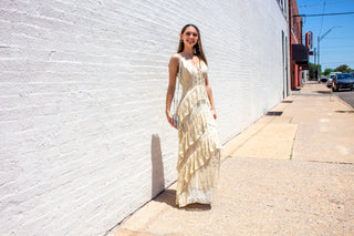 Aqua Cream Beaded cami gown Dress