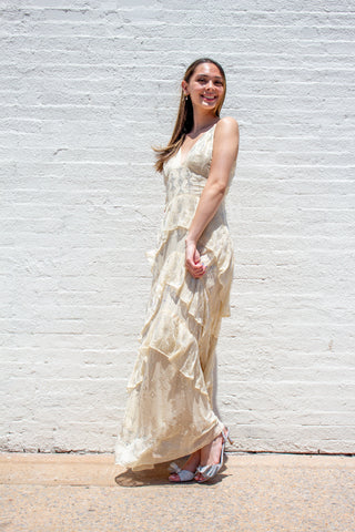 Aqua Cream Beaded cami gown Dress