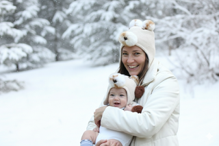100% Cashmere Bear Hat with Pompom