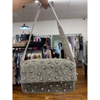 Embellished Ivory Evening Clutch with Crystal Beading