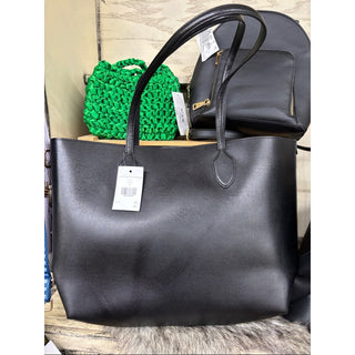 kate spade Black Leather Tote with Gold Logo