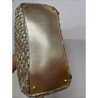 Donna Karan glenwood Metallic woven small Gold Shoulder Bag