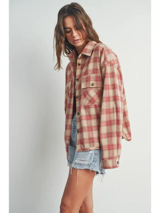 Red Plaid Shirt Jacket