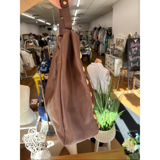 Arezzo Brown Suede and Leather Hobo Bag with Gold Accents