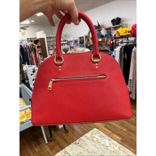 Coach Red Leather Dome Satchel with Gold Hardware