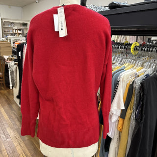 Aqua Cashmere Sweater Red Crew Neck Pullover