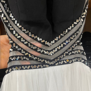 Blondie Black White Prom Dress Gown with diamonds-lisa#7