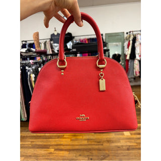 Coach Red Leather Dome Satchel with Gold Hardware