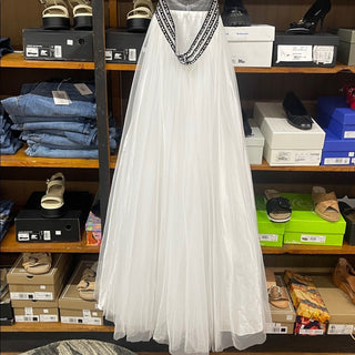 Blondie Black White Prom Dress Gown with diamonds-lisa#7