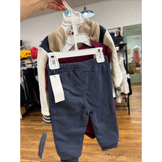 Tommy Hilfiger baby Boy Fleece Hooded Baseball Jacket Bodysuit 3-Piece Set 6-9 months