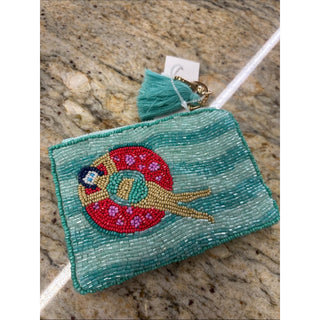 On 34th Beaded turquise blue mermaid coin bag purse kay chine bag charm