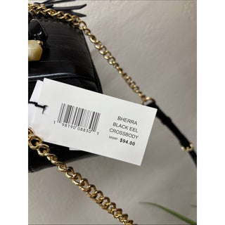 Steve Madden Black Patent Mini Top-Handle Bag with Beaded Accent