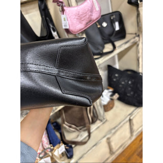 kate spade Black Leather Tote with Gold Logo