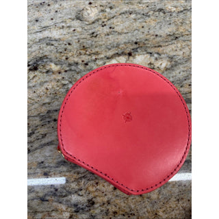 Old trend leather peach Round Coral Jewelry Case with Gold Stud