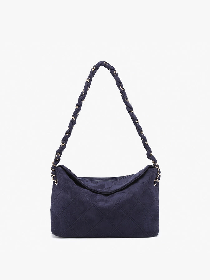 Dominique Faux Suede Quilted Shoulder Bag