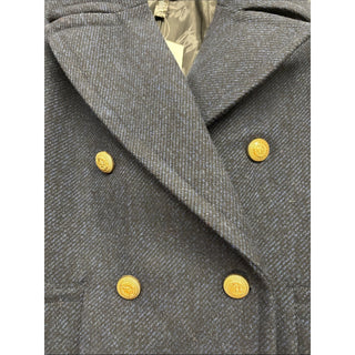 Aqua Wool-Blend Double-Breasted Navy Peacoat