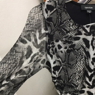 Karen Kane cheetah mesh Shirred midi Dress