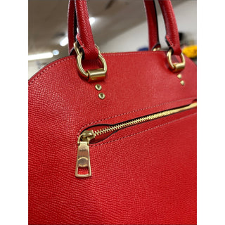 Coach Red Leather Dome Satchel with Gold Hardware