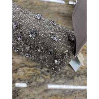 Embellished Ivory Evening Clutch with Crystal Beading