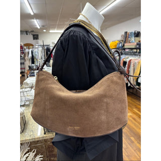 kate spade Brown Suede Crescent Shoulder Bag with Dark Brown Strap