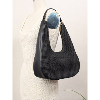 INC International Concepts Black Woven Hobo Shoulder Bag