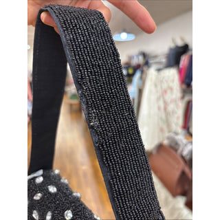 On 34th Black Beaded Crystal-Embellished Evening Clutch
