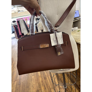 Anne Klein Large Belted Satchel With Strap Brown Bag