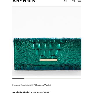 Brahmin Emerald Green Croc-Embossed Leather Wallet