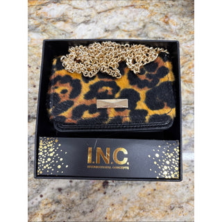 I.N.C. Leopard Print Haircalf Crossbody with Gold Chain