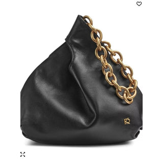 Donna Karan Black Leather Mini Bag with Gold Chain Handle