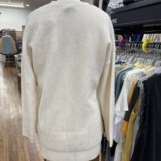 Aqua Cashmere Sweater White Crew Neck Pullover