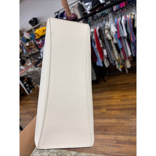 kate spade Cream Leather Top-Handle Satchel with Logo
