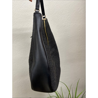 INC International Concepts Black Woven Hobo Shoulder Bag