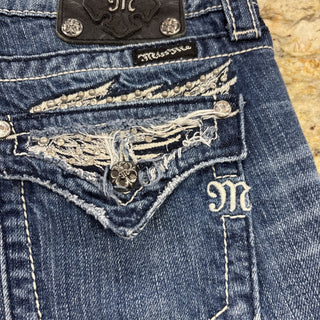 Miss Me Jeans Crystals Embroidered Shorts 29
