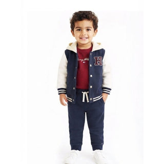 Tommy Hilfiger baby boy fleece hooded baseball jacket 3 piece set 12 months