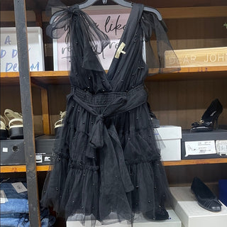 Limelight Black Tiered Tulle Mini Dress with Bow Shoulders-lisa#5
