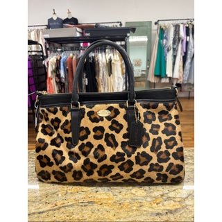 Coach Leopard Print horse hair black leather Tote
