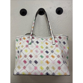 Guess White Tote with Multicolor Logo Print