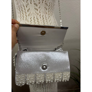 INC International Concepts Pearl-Embellished Clutch - White & Silver
