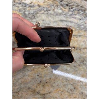 Dopp Black Leather Coin Purse with Gold Frame