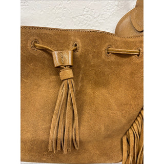 Arezzo Suede leather Fringe Crossbody Bag Brown