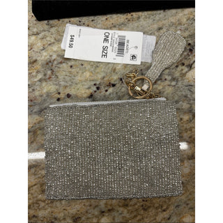 ON 34TH Beaded Silver Champagne Coin bag purse key chain bag charm