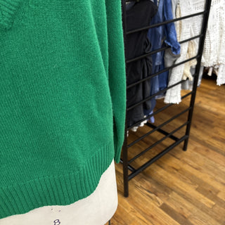 Aqua Cashmere Sweater Green V Neck Pullover