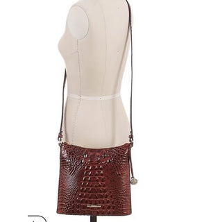 Brahmin Chestnut Croc-Embossed Leather Shoulder Bag