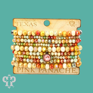 Orange-Multi Bead Nine Strand Bracelet